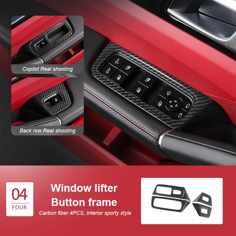 For Porsche Cayenne 2018 2019 2020 2021 2022 2023 2024 Real Carbon Fiber Car Central Control Complete Interior Decoration Frame