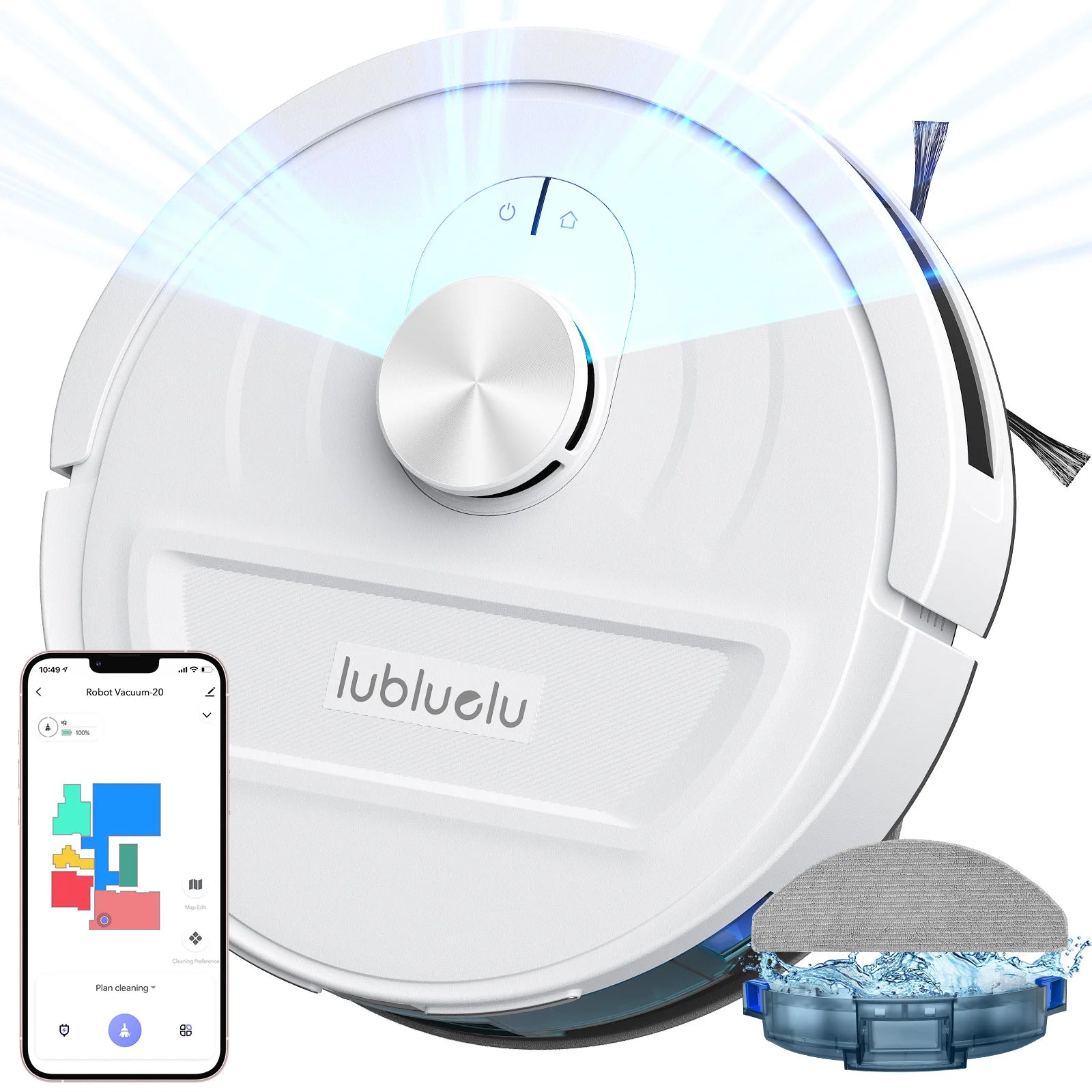 Lubluelu L20 5500Pa Robot Vacuum and Mop, 3 in 1 Robotic Vacuum Cleaner,  Smart Mapping, 30 No-go Zones, for Carpet Pet Hair