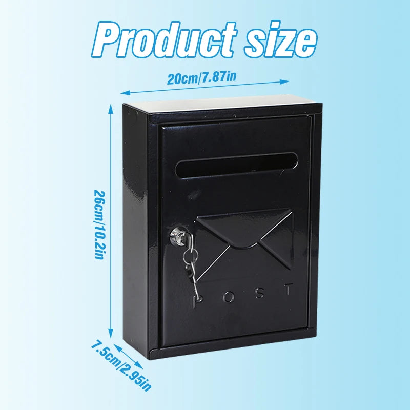 20x7.5x26cm Metal Wall Mount Mailbox Letter Box Apartment Complaint Box Large Capacity Easy Installation Office Home Postbox