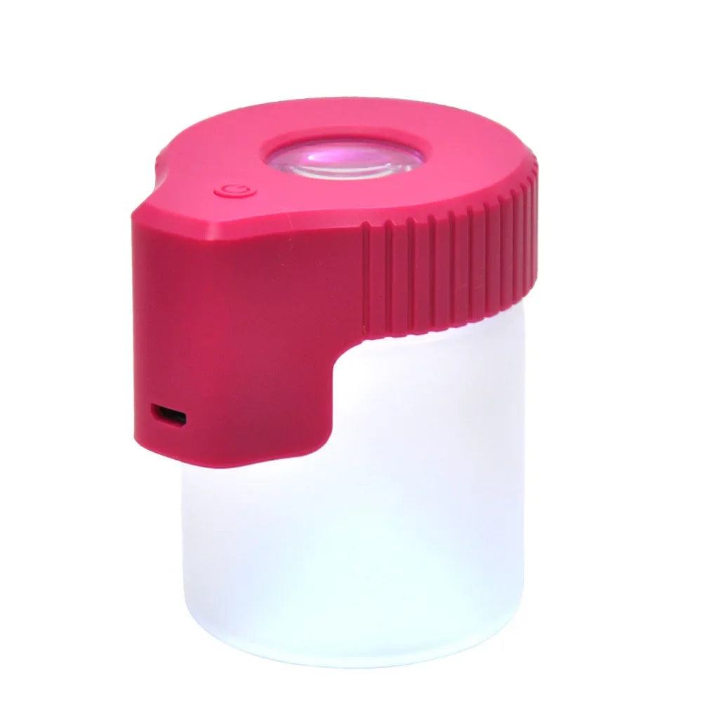 LED Glass Tobacco Jar Bottle Box with Magnifier Sealed Vacuum Herb Tobacco Jar Box Bottle Tobacco Storage Bottle Jar Container