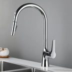 Brushed Gold Pull Out Kitchen Faucet Deck Mounted Stream Sprayer Hot and Cold Water Wash Sink Mixer Tap Brass 360 Rotation Crane