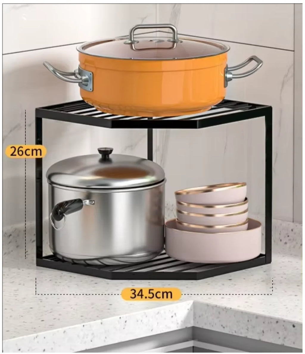 Cookware Storage Rack Kitchen Storage Rack Household Layers Kitchen Organizer Fan-shaped Sink Countertop Cabinet Corner Layered