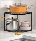 Cookware Storage Rack Kitchen Storage Rack Household Layers Kitchen Organizer Fan-shaped Sink Countertop Cabinet Corner Layered