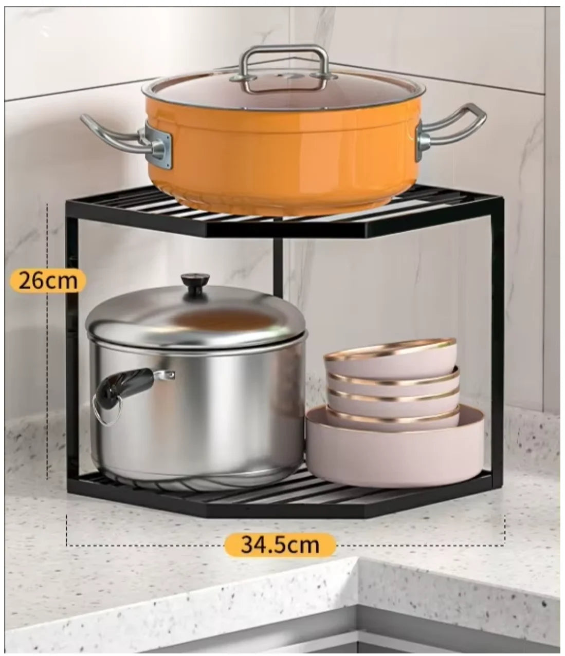 Cookware Storage Rack Kitchen Storage Rack Household Layers Kitchen Organizer Fan-shaped Sink Countertop Cabinet Corner Layered