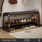 Modern Solid Wood Shoe Bench Entryway Multilayers Storage Stool Luxury Design for Hallway Bedroom Wide and Comfortable