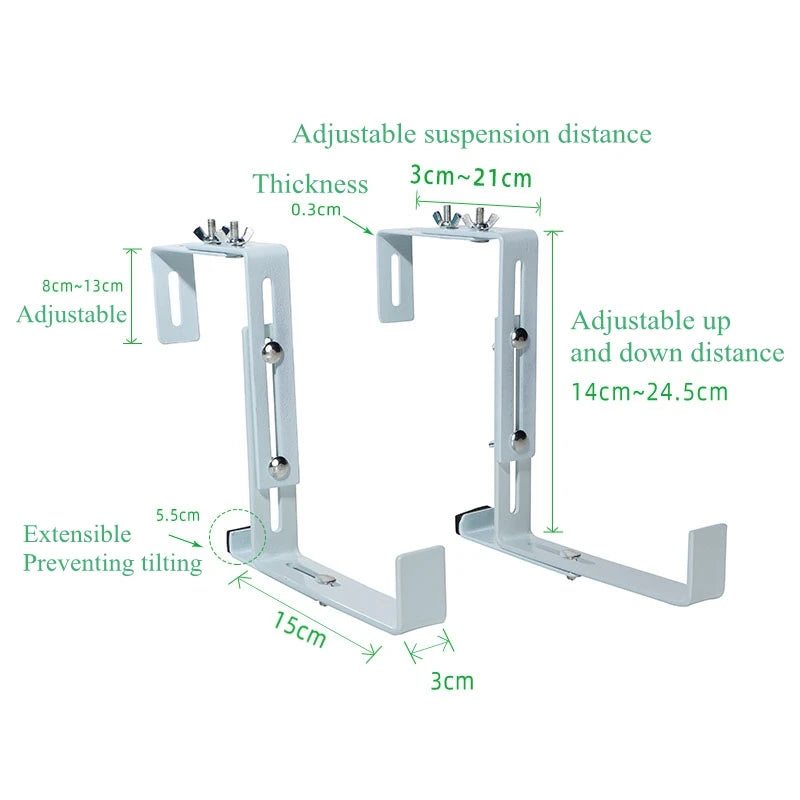 1 Pair Hanging Flower Planter Hooks Plant Pot Box Holders Adjustable Hanger For Flower basket  Balcony Yard Garden Wall Decor