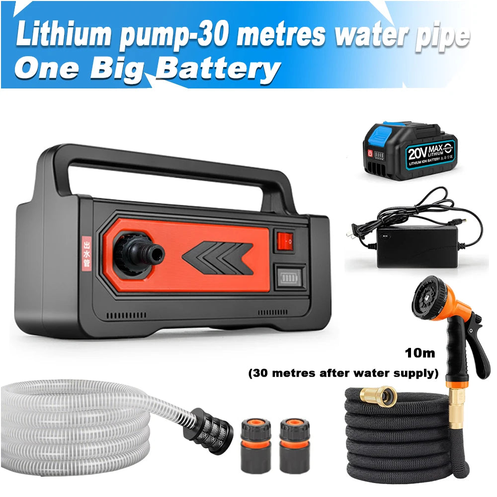30M Mini Wireless Cordless Water Pump Durable Agricultural Irrigation Car Wash Spraying Home Vegetable Garden Battery Supplies