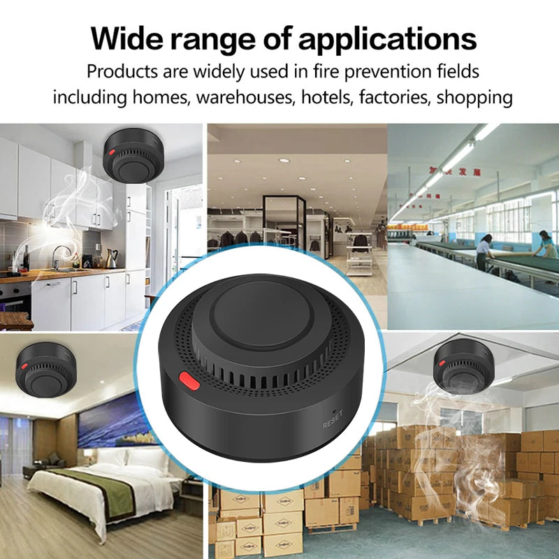Tuya Smart WiFi Smoke Detector Smart Home 85dB Real-time Monitoring Remote Alarm Notification App Control Works With Alexa
