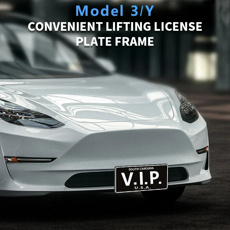 For Tesla Model 3 Y 2023 2024 Update Car Lifting License Plate Frame Portable American Standard Interior Parts Accessories