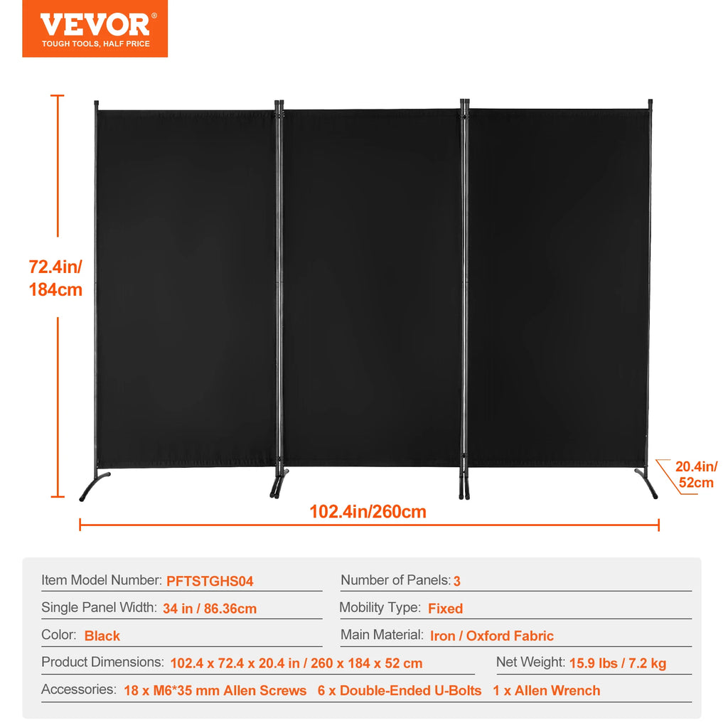 VEVOR 3/4/6 Panel Room Divider Folding Privacy Screen and Portable Freestanding Room Partitions for Office Bedroom Study Hotel
