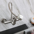 Wall Mounted Kitchen Faucet Kitchen Mixer Kitchen Sink Faucet 360 Degree Free Rotation Flexible Hose Double Hole