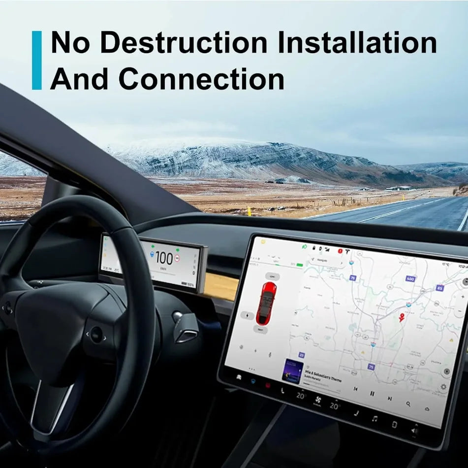 Car Dashboard Head-Up Display 8.8 Inch for Tesla Model 3 2017-2025 Model Y 2019-2025 Ultra-Thin Screen with Front Camera