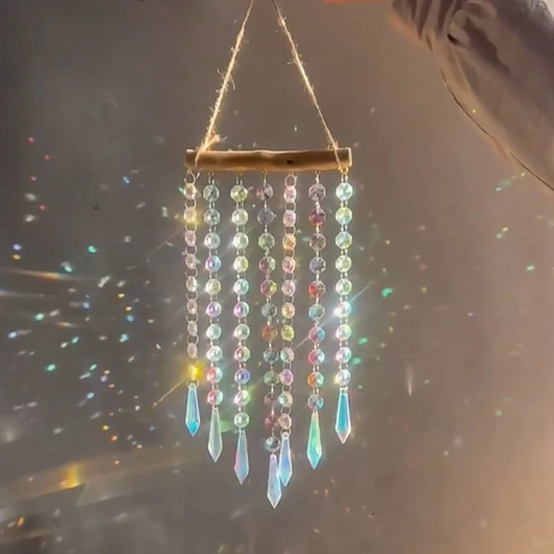 Brass Crystal Rainbow Crystal Hanging Pendants Suncatcher Moon Catcher Stained Glass Wind Chimes Home Garden Decor Kristalle