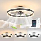 Modern LED Ceiling Fan with Remote & Dimmable Lighting