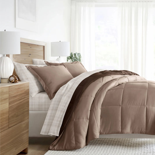 7 Piece Bedding Bundle, Reversible Comforter and Patterned Sheet Set