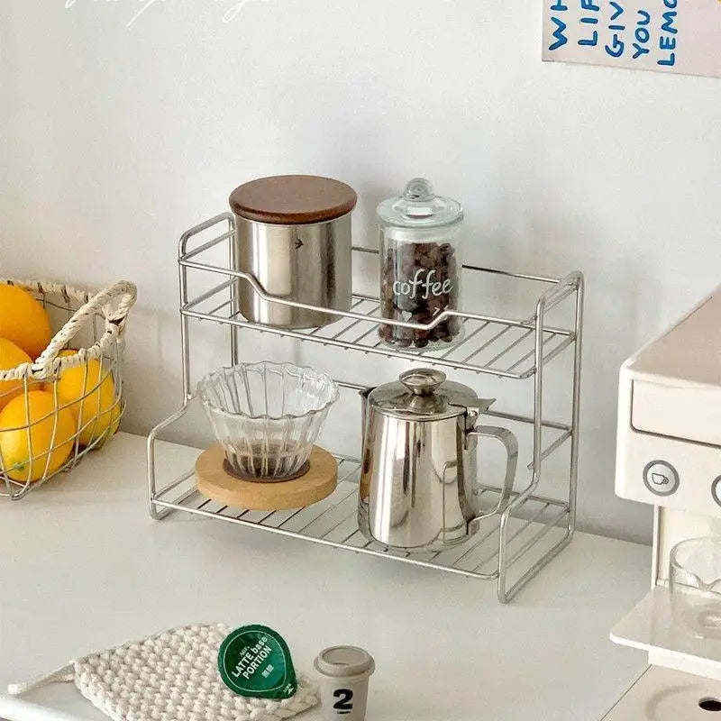 Kitchen Countertop Storage Rack Spice Shelf Versatile Iron Wire Storage Basket For Bathroom Toiletries Cup Organizer Racks