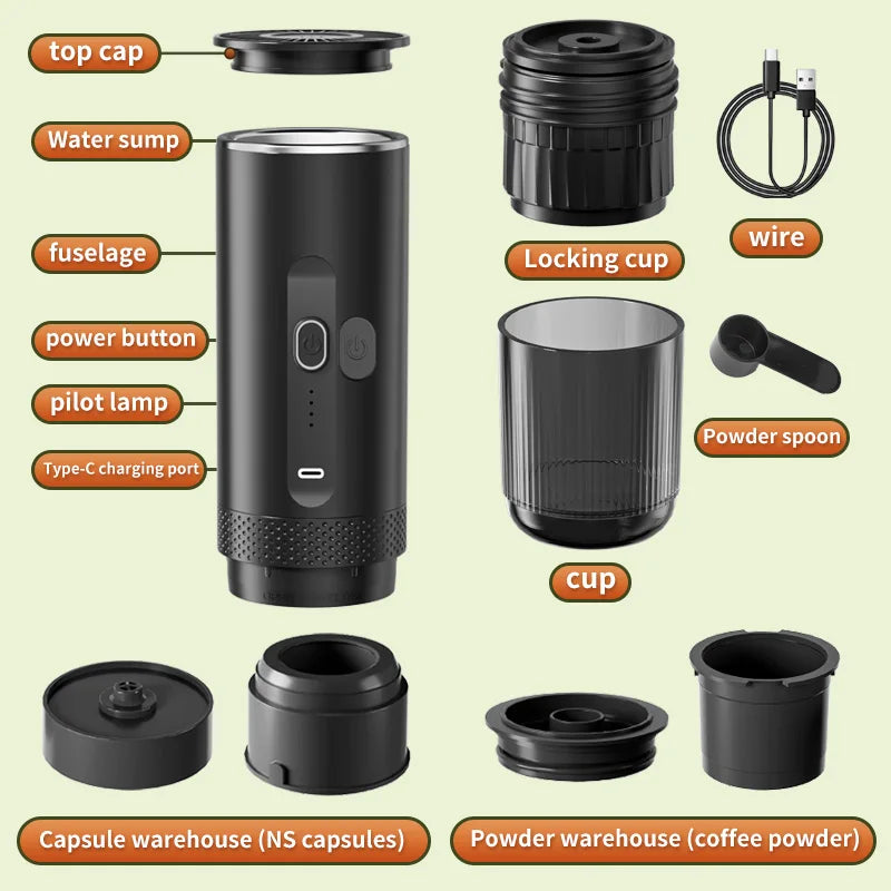 Xiaomi Youpin Coffee Machine 3 in 1 Wireless Portable Espresso Machine Capsule Coffee Powder Travel Coffee Maker Smart Heating