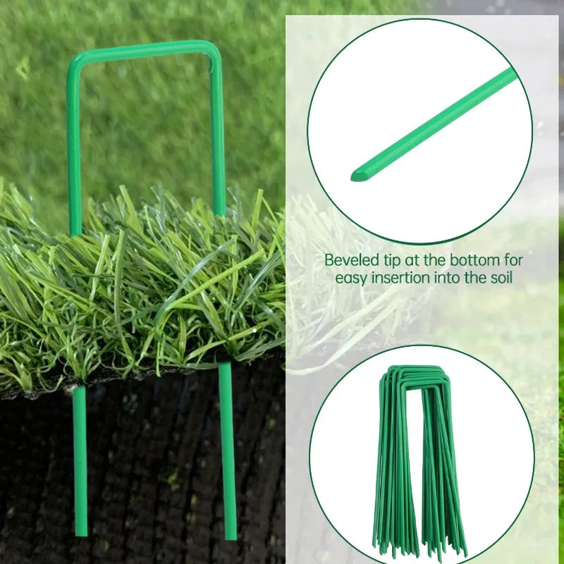 Galvanized U-type Garden Staples Heavy-duty Fence Tubing Stakes Sod Pins Artificial Grass Tent Securing Pegs Lawns Ground Nails