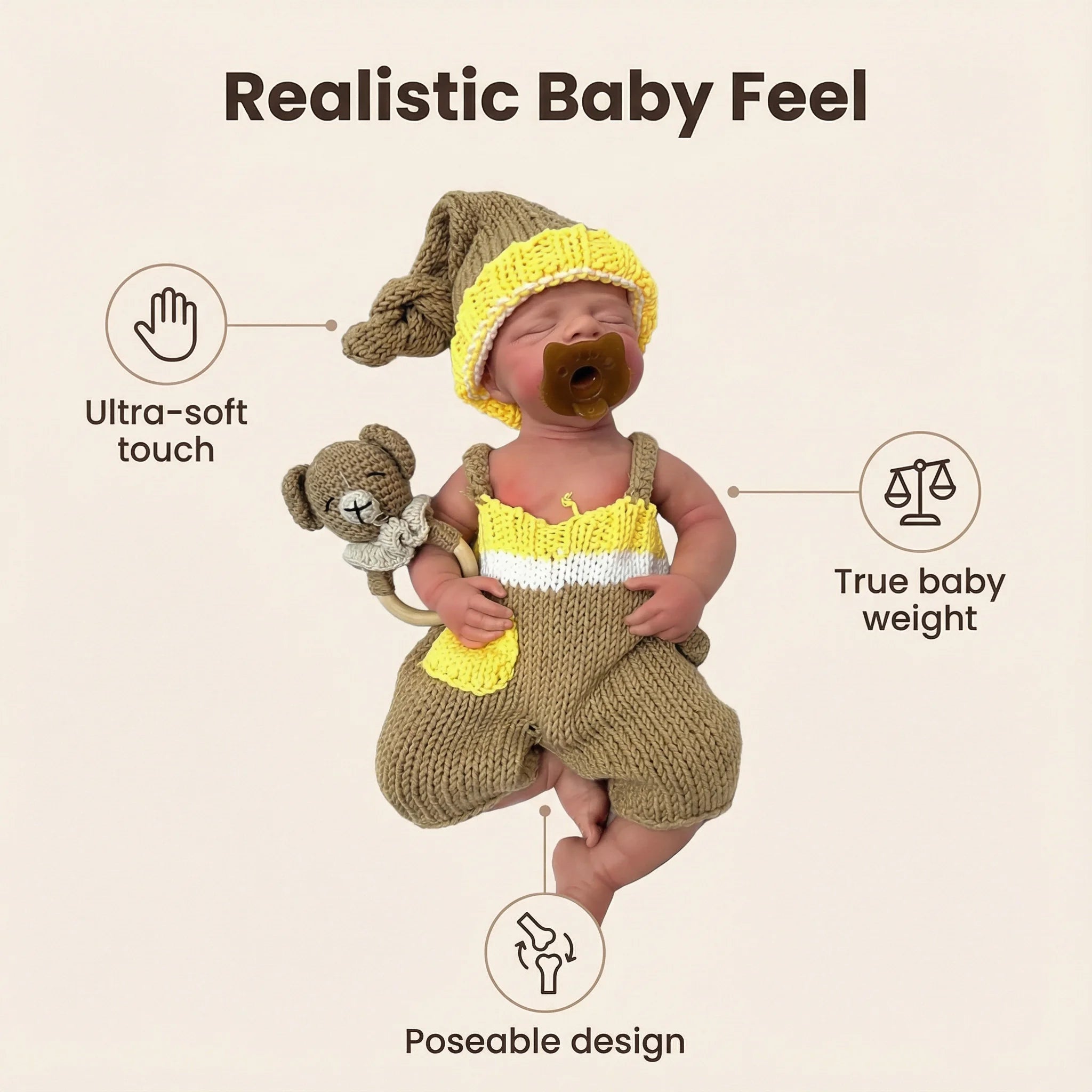 NPK 18inch Platinum Silicone Baby Doll - Pascale Girl Real Weighted 3000G with Pacifier Solid Mouth Open Design Collectible