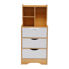37*30*85cm White Nightstand 3 Drawers with Open Storage Cabinet, Nightstand Bedside Tables with Storage for Bedroom