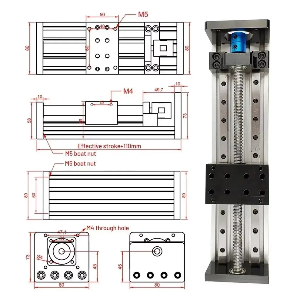 Linear Rail Motor Kit CNC Ball Screw Sliding Table SFU1605 Nema23 Motor Slide Table Linear Guide Stage XYZ Axis Motion Module