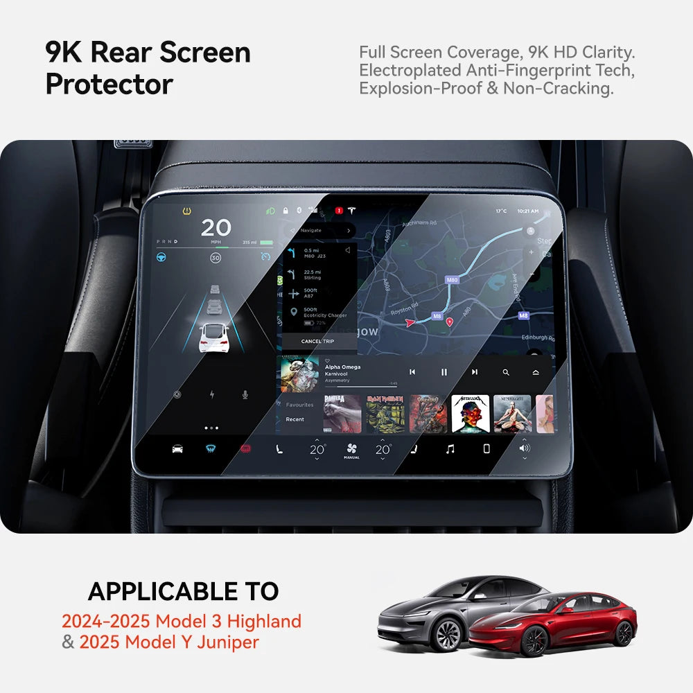 YZ Tempered Glass Film Protector For Tesla Model Y Juniper  Model 3 Highland 2024 2025 Rear Row Center Control Screen Protective
