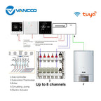 3A Water Floor Heating System Smart WIFI Thermostat with Central Actuators Connecting 8Sub-chamber Hub Controller For Gas Boiler