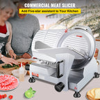 VEVOR 240W Commercial Meat Slicer Electric Deli Food Slicer "10" Carbon Steel Blade Electric Food Slicer Kitchen Appliances