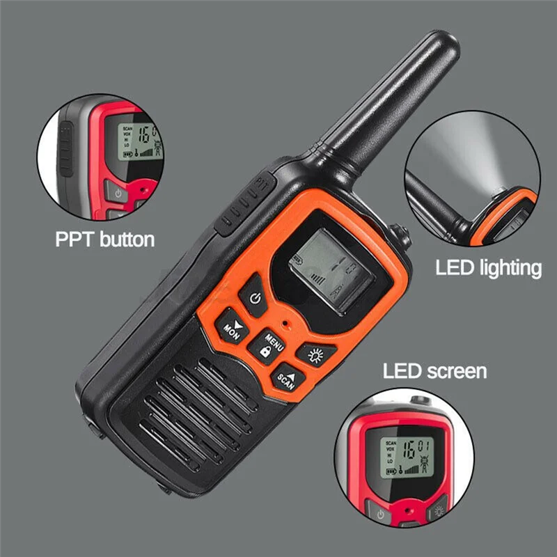 2Pcs Handheld Walkie Talkie Radio 22 Channels Set 10 Km Uhf 400-470 Mhz Dual Band Long Range Communication Transceiver HGC