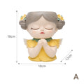 7 inch Cute Angel Girl Face Planter Pot with Drainage Hole, Resin Fairy Tale Planter Ornamental Statues for Home Office Decor