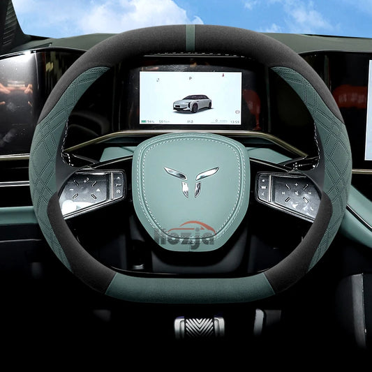 Suede Leather Car Steering Wheel Cover for Hongqi EH7 EH7pro 2024 2025 Auto Interior Accessories