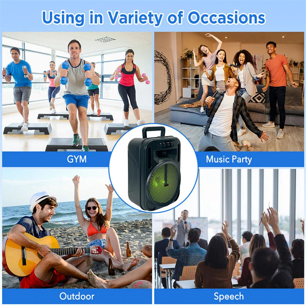 6.5" Portable Bluetooth Speaker | Heavy Bass Subwoofer with Party LED Lights