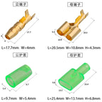10/20/50sets Car tools 4.0 bullet terminal   car electrical wire connector Green 4mm Male + Female 1 : 2 Cold press terminal