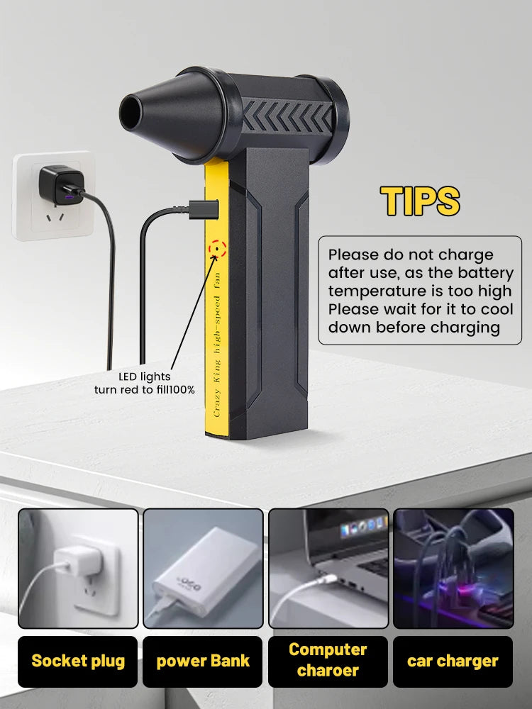 Turbo Violent Fan 160000RPM Brushless Motor Electric Air Blower Jetdry Fan10000mAh Mini Turbofan Powerful Car Dust Cleaning Tool