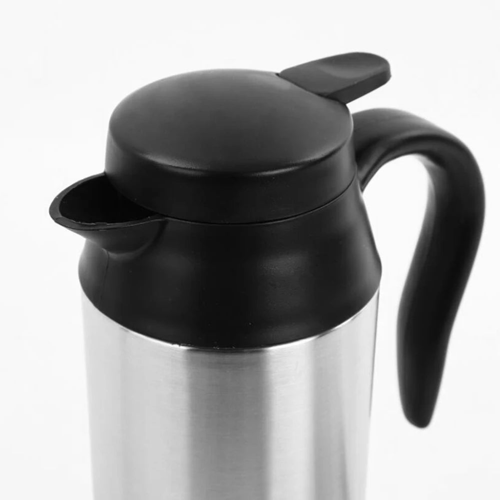 12/24V Car Electric Kettle Stainless Steel 750ml Kettle Pot Heated Boil Dry Protection Heating Travel Cup Kettle Quick Boiling