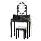 4 Drawers Vanity Table Dressing Table W/10 Dimmable Bulbs &Touch Switch Black
