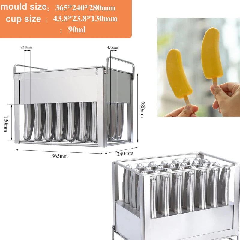 40pcs Stainless Steel Popsicle Mould Ice Lolly Mold For Popsicle Machine Fruit Shape DIY Ice Cream Molds With Sticks Holder