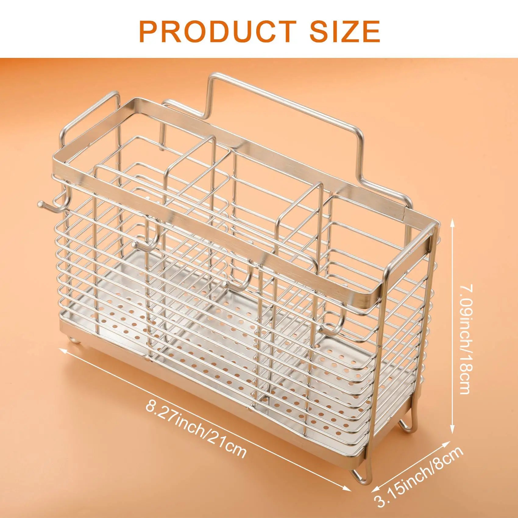[CLOS] Kitchen Hanging Stainless Steel Chopsticks Spoons Fork Cutlery Holder Organizer Rack Drainer Storage