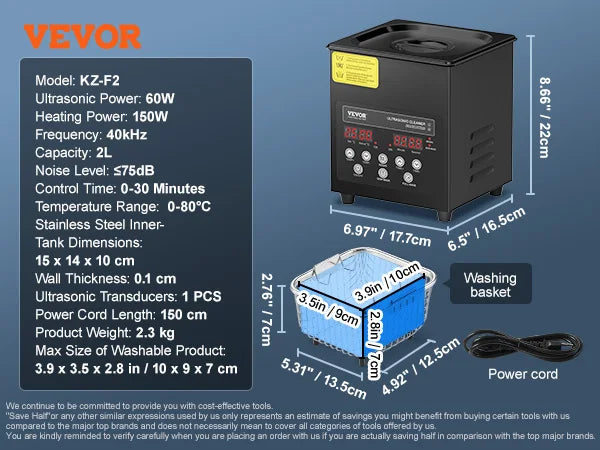 VEVOR 2L 3L 6L 10L 15L Ultrasonic Cleaner Lave-Dishes Portable Washing Machine Diswasher Ultrasound Home Appliances with Timer