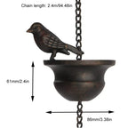 Creative Birds On Cups Metal Rain Chain Lotus/Bird/Butterfly Rain Catcher For Gutter Roof Decoration Outdoor Decor Rain Chain
