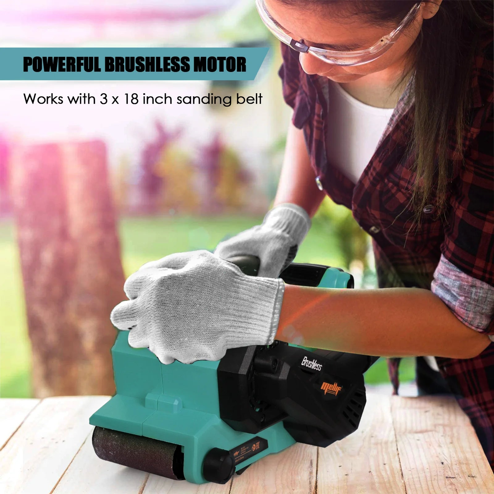 Mellif Cordless Belt Sander for MAKITA 18V Battery (Tool Only) Brushless Power Sander Electric Sander Machine, Dust Bag Included