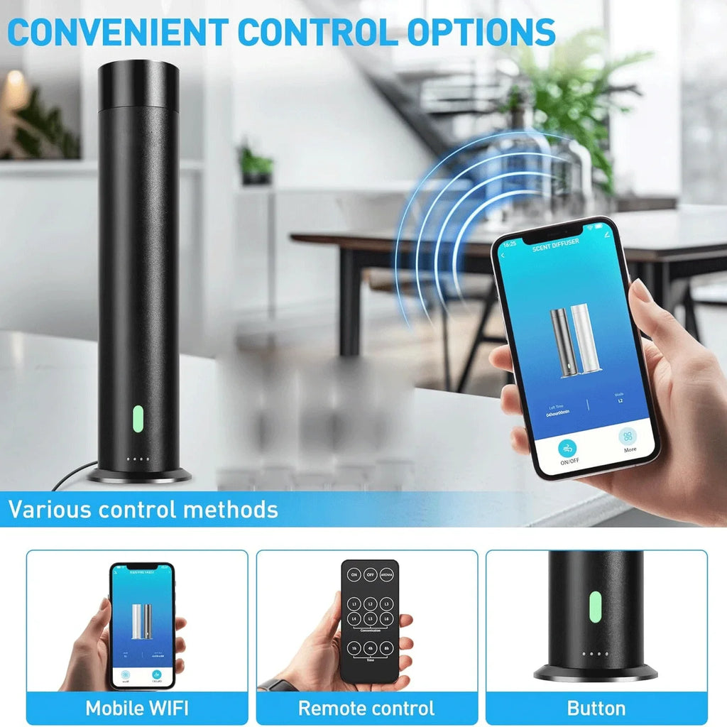 Waterless Essential Oil Diffuser with Remote Aluminium Alloy Scent Air