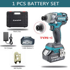 Kamolee 520N.m Brushless Electric Impact Wrench 1/2 and 1/4 Inch Household Wireless Charging Small 18V Battery Wrench Tool