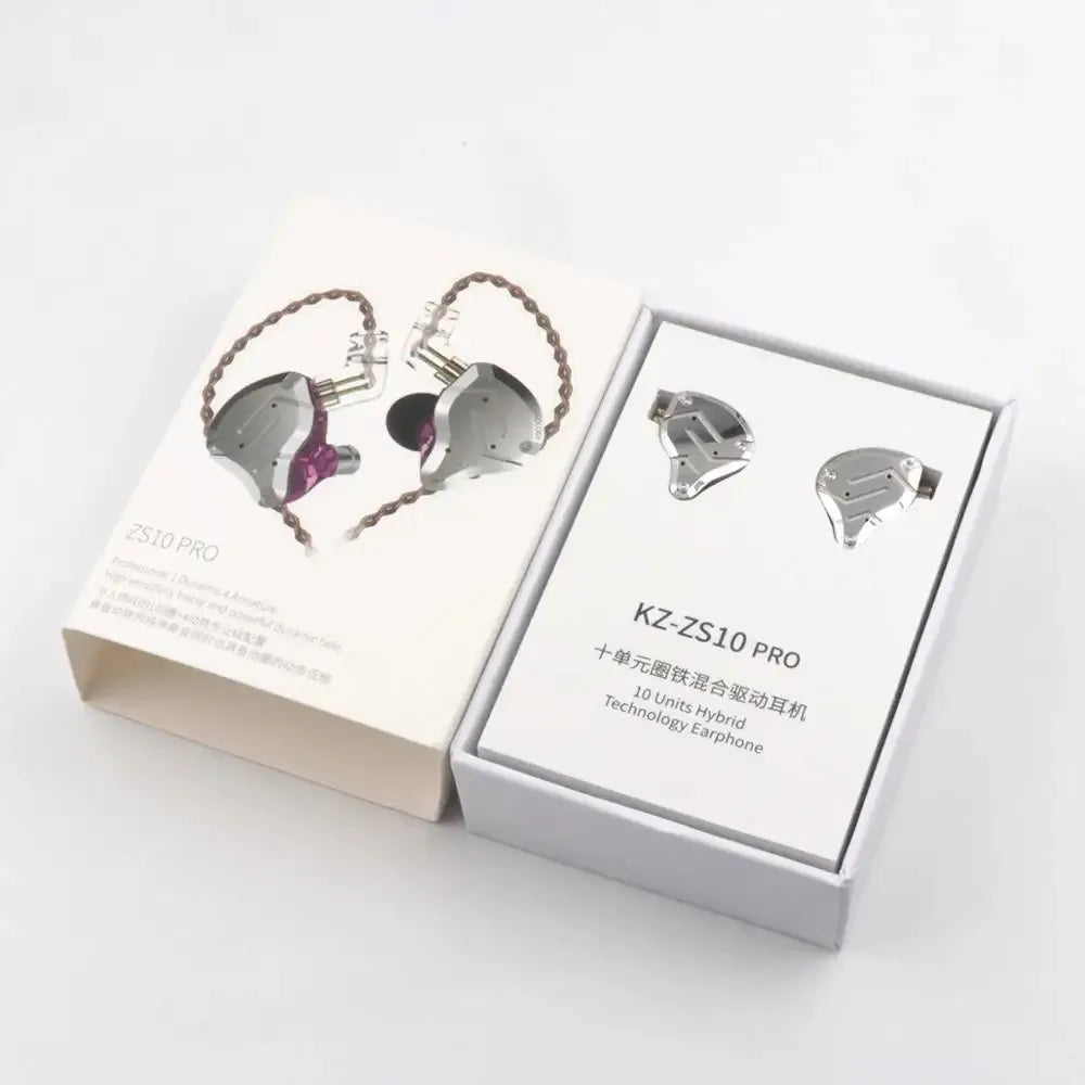 KZ ZS10 Pro 4BA+1DD 5 Driver in-Ear HiFi Metal Earphones with Stainless Steel Faceplate, 2 Pin Detachable Cable