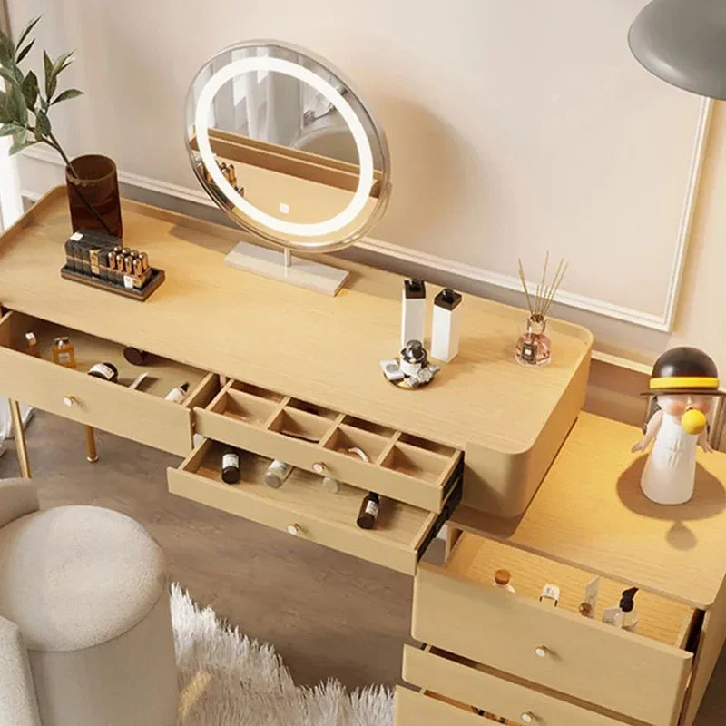 Salon Storage Vanity Table Living Rooms Beige Organizer Makeup Dresser Luxury Space Saving Comfortable Muebles Trendy Furniture