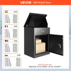SucceBuy Wall Mounted Anti-theft Mailbox Waterproof Package Delivery Boxes for Outside Large Storage locking Mailbox for Home