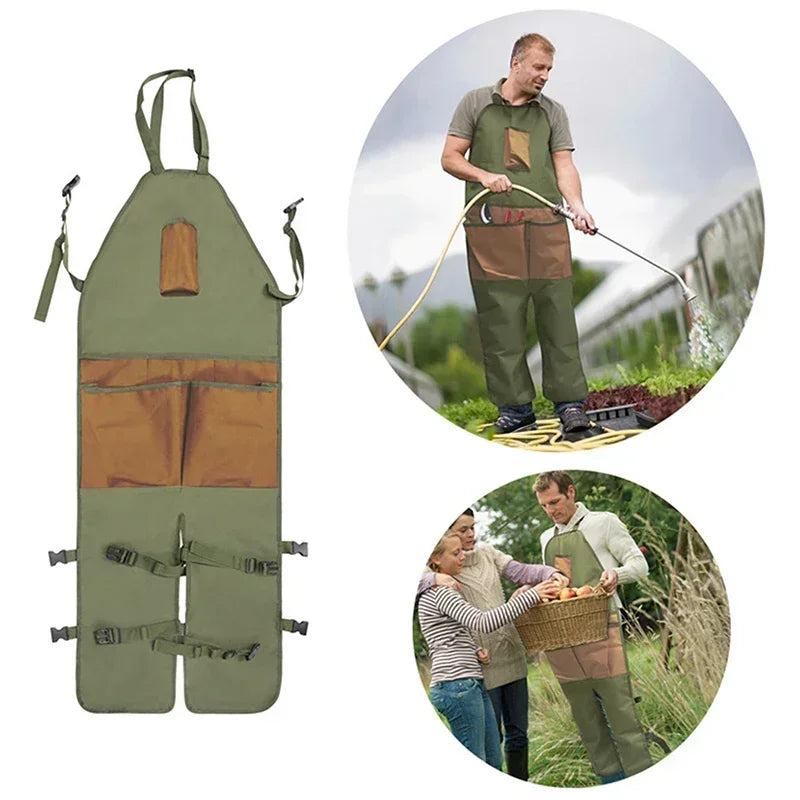 Hot Wear-resistant Oxford Apron For Gardening Work Multiple Pockets For Small Tools Pruning Branches Picking Work Aprons