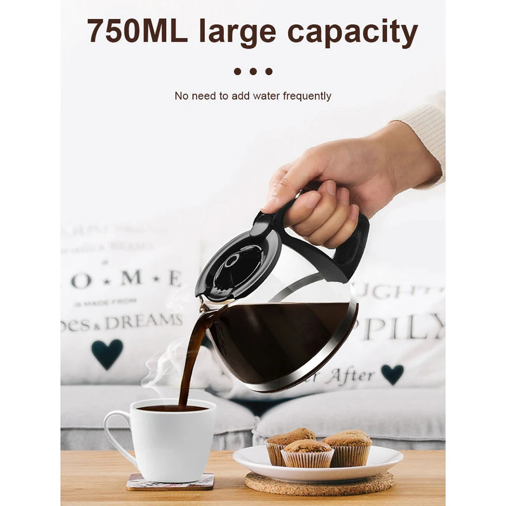 Electric Drip Coffee Maker, Compact Coffee Maker with Reusable Filter, Hot Plate and Coffee Pot