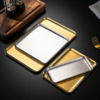 Kitchen Food Organizer Trays Rectangle Stainless Steel Tray Serving Plate Barbecue Pan Home Tableware