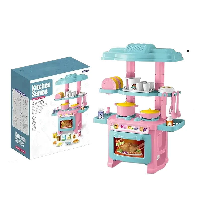 Mini Kitchen Counter Toys Simulated Children's Pretend Play House Role Play Pretend Game Cooking Food Toy Set Boy Girl Gift Kids